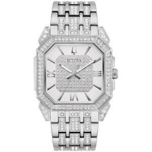 Bulova Dress/Classic Crystal Herrenuhr Edelstahl
