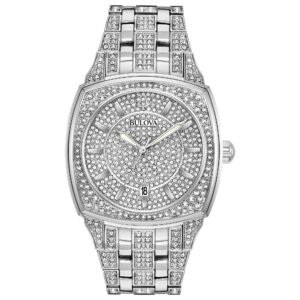 Bulova Dress/Classic Crystal Herrenuhr Edelstahl