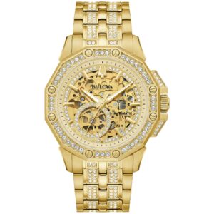 Bulova Dress/Classic Crystal Herrenuhr Edelstahl