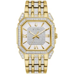 Bulova Dress/Classic Crystal Herrenuhr Edelstahl