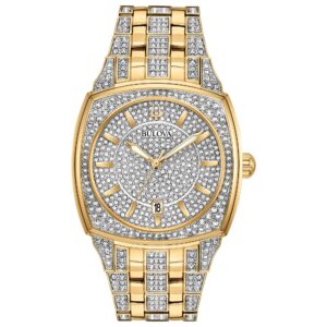 Bulova Dress/Classic Crystal Herrenuhr Edelstahl