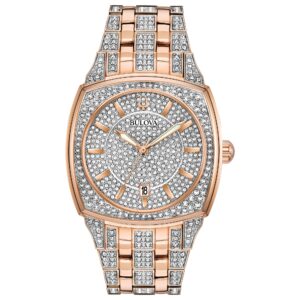Bulova Dress/Classic Crystal Herrenuhr Edelstahl
