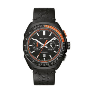 Racer Chronograph, schwarzes Zifferblatt auf schwarzem Lederarmband
