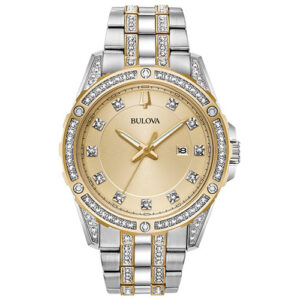 Bulova Dress/Classic Crystal Herrenuhr Edelstahl