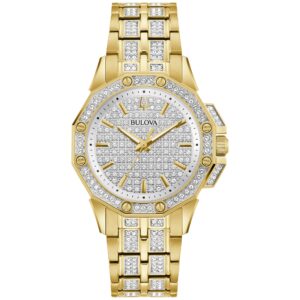 Bulova Dress/Classic Crystal Damenuhr Edelstahl